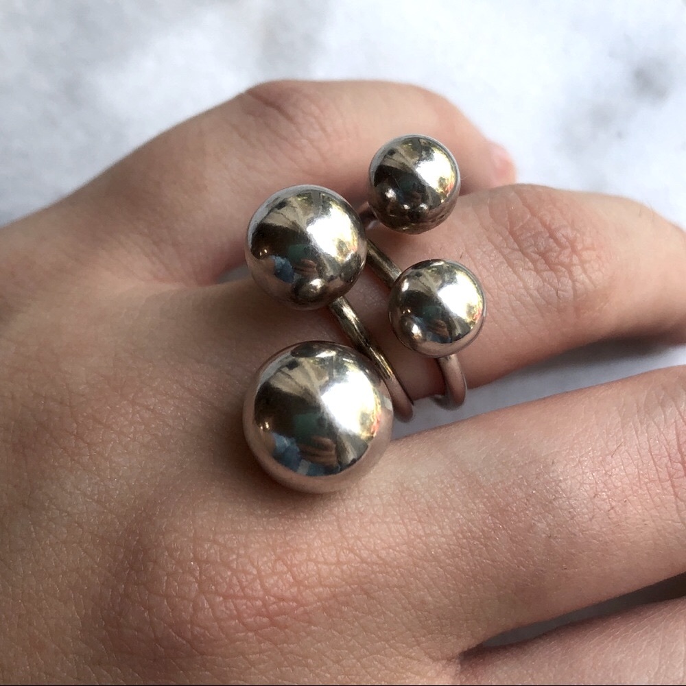 Bubbles Puffy Silver Statement Ring - image 1